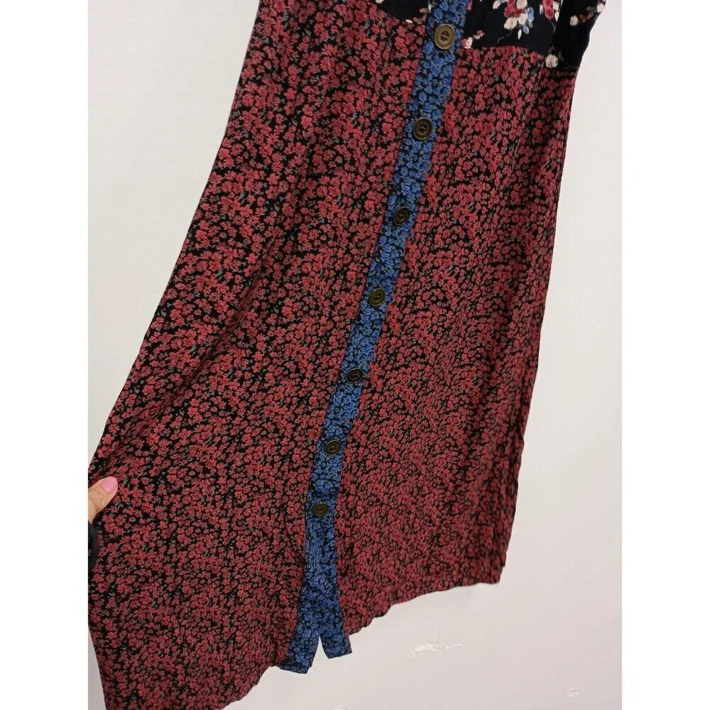 VTG Carol Anderson Womens Sleeveless Maxi Dress Medium Petite Blue Floral BOHO - Picture 3 of 8